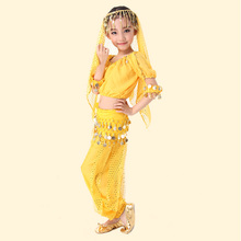 S-XXXL Whole Set Kid Belly Dancing Costume Handmade Indian Dance Dress for Children Performance Clothes Short Sleeves (NO Shoes) 2024 - buy cheap
