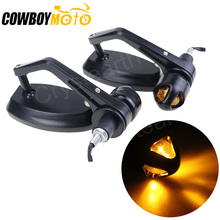7/8" 22mm Motorcycle Handle Bar End Mirrors Rear View Side Mirror w/Turn Signal Universal For Harley Cafe Racer Chopper Cruiser 2024 - buy cheap
