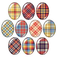 Beauty Plaid patterns 13x18mm/18x25mm/30x40mm mixed Oval photo glass cabochon demo flat back Jewelry findings TB0016 2024 - buy cheap