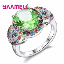 Anillo de boda de plata esterlina 925 para mujer, Circonia cúbica de colores del Arcoíris brillante, regalo para amantes de la boda 2024 - compra barato