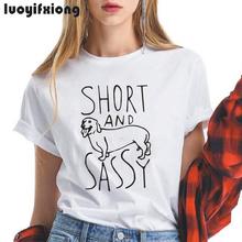 Luoyifxiong 2021 verão bonito mulher tshirt engraçado dachshund cachorro impressão camiseta femme preto e branco gráfico tshirt feminino topos 2024 - compre barato