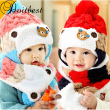 Doitbest-gorro infantil de 12 meses a 4 anos, 2018, coreia, urso, crianças, meninos, chapéus de inverno, 2 peças, pelúcia, chapéu e cachecol de inverno 2024 - compre barato