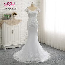 V-Neck Short Sleeve Wedding Gown Vestido De Noiva White Backless Lace Mermaid Wedding Dresses  Bride Dress W0200 2024 - buy cheap
