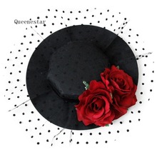 2018 Halloween Party Fascinators Hat Hairpins Rose Flower Headwear For Women Vintage Fancy Show Costume Gothic Hair Accessories 2024 - buy cheap