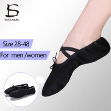 Ballet Dance Shoes Women Large Size 28-48 Canvas Leather Adult/Children Ballet Flats Slippers For Girl Boys Men Gym Dance Shoes 2024 - buy cheap