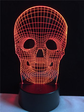 Gaopin lâmpada 3d em forma de caveira, dia das bruxas, led usb, luz noturna, multicolorida sensível ao toque ou controle remoto, lâmpada de mesa 2024 - compre barato