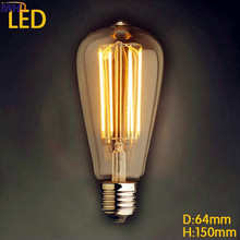 Bombilla LED Retro IWHD E27 St64, lámpara de luz Vintage Edison, 2W, 4W, 6W, 8W, ampollas decorativas 2024 - compra barato