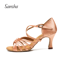 Sansha Women Satin Latin Shoes Salsa Tango Shoes Ballroom Dance Shoes For Girls Ladies 7.5CM/3" BR31045S 2024 - buy cheap