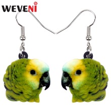 WEVENI Acrylic Tropic Yellow-headed Parrot Bird Earrings New Long Dangle Drop Fashion Jungle Animal Jewelry For Women Girls 2018 2024 - buy cheap