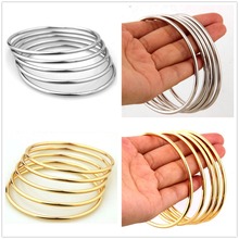 5pcs/Set Fashion Jewelry Stainless Steel Silver Color Gold Color Round Bangle Girl Women Bracelet Christmas Gift Inner Dia 68mm 2024 - buy cheap