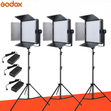 Godox-kit de iluminação led 3x, led1000, 3300-5600k, controle remoto sem fio, kit de luz de vídeo led1000c + 2.6m, suporte + adaptador de energia para iluminação de estúdio 2024 - compre barato