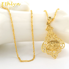 Ethlyn  Allah gold pendant muslim items  Trendy Women/ Men Gift Sale Gold Color Islamic Necklaces Pendants P62 2024 - buy cheap