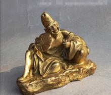 Chinese Buddhism Brass Carve Gourd Happy The Mad Monk Dodge Dragon Arhat Statue 2024 - buy cheap