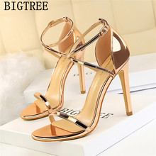 Summer Shoes Patent Leather Gold Sandals Bigtree Shoes Extreme High Heels Sexy Sandals Tacones High Heels Sandals Women Ayakkabi 2024 - buy cheap