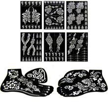 xmasir 8 Pieces Hand&Foot Indian Henna Tattoo Stencil for Painting - Body Art Designs for Women Tattoo Templates 24 X 17cm 2024 - buy cheap