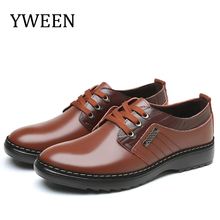 YWEEN/Новинка; Мужская кожаная повседневная обувь на шнуровке; Стильная мужская офисная обувь; Мужская кожаная обувь 2024 - купить недорого