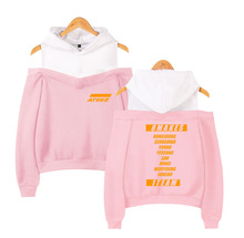 Kpop ATEEZ Printed Off Shoulder Sexy Hoodies Sweatshirts 2019 New Team Women Casual Plus Size autumn pink ateez Hoodies XS-XXL 2024 - buy cheap