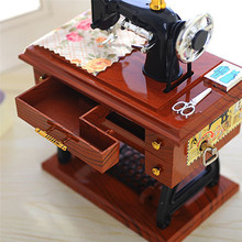 New Small Music Boxes Plastic Vintage Music Box Mini Sewing Machine Style Mechanical Birthday Gift Table Decor 12*7.7*16cm 40 2024 - buy cheap