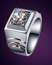 Anillo clásico de plata de ley 6,5 para hombre, anillo masculino de moissanita de diamante de G-H, 1CT, 925mm 2024 - compra barato