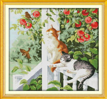 The two cats cross stitch kit 18ct 14ct 11ct count printed canvas stitching embroidery DIY handmade needlework 2024 - buy cheap