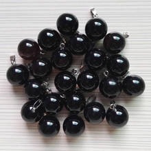 14MM fashion Black Onyx round ball natural stone pendant Necklace charm women Jewelry accessories 12pcs/lot free shipping 2024 - buy cheap