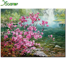 YOGOTOP 5D DIY Алмазная картина, природные пейзажи, полная вышивка, водопад, квадратное сверло, мозаика, Настенный декор, цветок сливы QA711 2024 - купить недорого