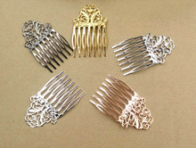 38*65mm Blank Hair Comb Bride Hair Accessories 7 Teeth Wedding Hair Jewelry Party Retro Filigree Flower HairComb DIY Findings 2024 - buy cheap