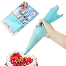 ( 8pcs/set ) Reusable Silicone Pastry Bag Stainless Icing Nozzle Piping Tips DIY Fondant Cake Decorating Tool Confectionery Kits 2024 - buy cheap