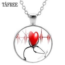 Ожерелье TAFREE с подвеской с электрокардиограммой сердцебиения, модное ожерелье круглой формы для ухода за здоровьем, ювелирные изделия для мужчин и женщин HL27 2024 - купить недорого