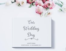 Livro de assinaturas branco com data de casamento para casal, ideal para casal, álbum de fotos personalizado 2024 - compre barato