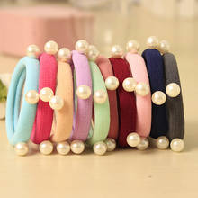 5 Sleek Sumulated Pearl 9 Solid Colors Cotton Cloth Elastci Hair Bands  Women Fashion Hair Jewelry 2024 - buy cheap