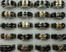 Anillos de acero inoxidable para hombre y mujer, anillos giratorios de oro y negro, joyería de un lote, LR223, 15 Uds. 2024 - compra barato