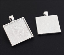 5 peças 25mm tamanho interno quadrado prata brilhante estilo quadrado base de cabochão enfeites de enfeite de camafeu 2024 - compre barato