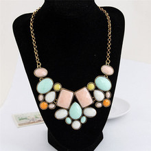 Pinksee Newest 5 Colors Delicate Geometric Big Pendant Clavicle Chain Necklace Women Party Engagement Banquet Jewelry 2024 - buy cheap