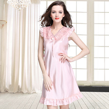 Satin Silk Women Nightgown Sexy Lady  Nightie Lace Nightdress Sleepshirt Chemises Slip Sleepwear Nightwear Sleep Clothing B-5404 2024 - buy cheap