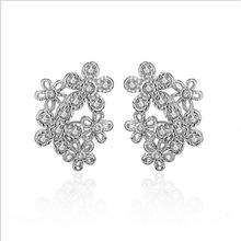 Bing Tu Romantic Flower Stud Earrings Women Silver Color Plant Crystal Earings Wedding Party Jewellery brincos femme 2024 - buy cheap
