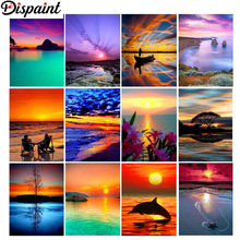 Dispaint Full Square/Round Drill 5D DIY Diamond Painting "Dolphin dusk scenery" 3D Embroidery Cross Stitch 5D Home Decor Gift 2024 - buy cheap