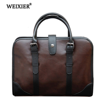 WEIXIER Hot New Brand Designer Best Selling PU Fashion Simple Men's Handbag Retro Style Business Travel Computer Handbag 2024 - buy cheap