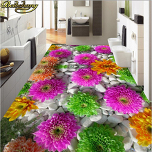 Beibehang-guijarros de flores personalizados, póster de papel de pared 3D, pegatina de suelo de baño, rollo de papel tapiz Mural de pasillo autoadhesivo de PVC 2024 - compra barato