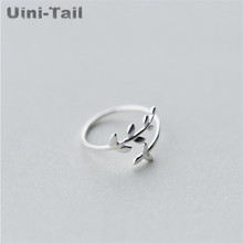Uini-tail-Anillo de Plata de Ley 925 con ramas delicadas y hojas, anillo ajustable de tendencia, fresco y dulce, de alta calidad 2024 - compra barato