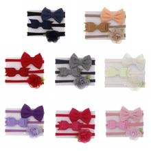 Yundfly 3pcs/lot Felt Bow Leaf Flower Nylon Headband Newborn Photography Props Baby Girls Elastic Headwear Hair Accessories 2024 - buy cheap