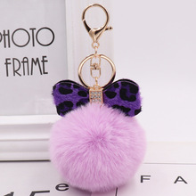 8cm Faux Rabbit Fur Ball Keychain Fur Pom Pom Keychains Leopard print  Fluffy Keychain Porte Clef Porte Clef Pompom 2024 - buy cheap