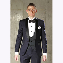 Navy Blue Terno Party Prom Suits Groom Tuxedo New Groomsmen 3 Piece Wedding Blazer Suits For Men (Jacket+Pants+Vest) 2024 - buy cheap
