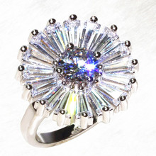 Daisy sun flower rectangular Big CZ Stone rings women's beatiful ring fantastic jewlery 2024 - buy cheap