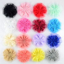 50pcs/lot 16 Color U Pick 3.5 Inch Ruffled Mesh Applique Lace Rose Ballerina Flowers DIY Boutique Garment Hair Accessories FH54 2024 - buy cheap
