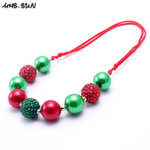 MHS.SUN Christmas Jewelry Girls Baby Adjustable Rope Necklace Fashion Chunky Beads Necklace Kids Child Festival Party Gifts 2024 - buy cheap