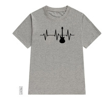 Женская футболка с изображением сердцебиения гитары, повседневная хлопковая хипстерская забавная футболка для леди, Yong, женский топ, футболка, прямая поставка 2022 - купить недорого