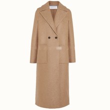 Women Long Wool blends Coats Camel straight double Pocket Office Lady autumn winter double breasted woolen coat 2024 - buy cheap