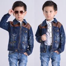 Casaco jeans infantil de patchwork + zíper 3-8 anos, casaco casual de primavera para meninos com patchwork 2024 - compre barato