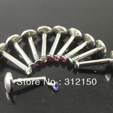 5PCS Free Shipping Fashion Labret Ring 16G surgical Stainless Steel Gem stone internally thread Lip Ring piercing labret rings 2024 - buy cheap